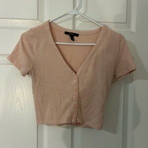 Forever 21 Blush Button-Front Crop Top